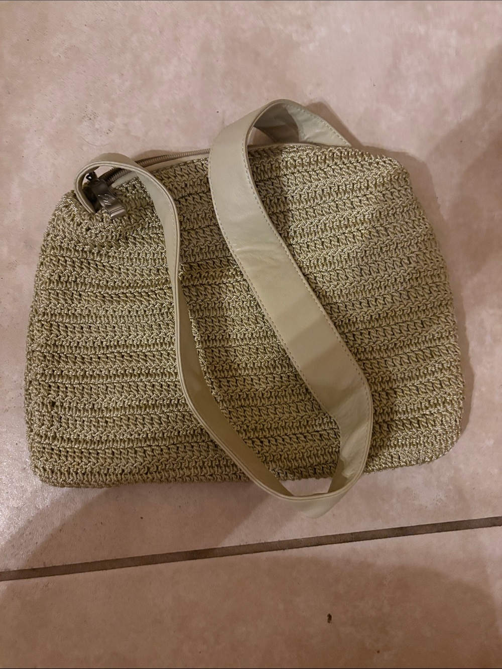 Woven Straw Crossbody Bag in Light Beige